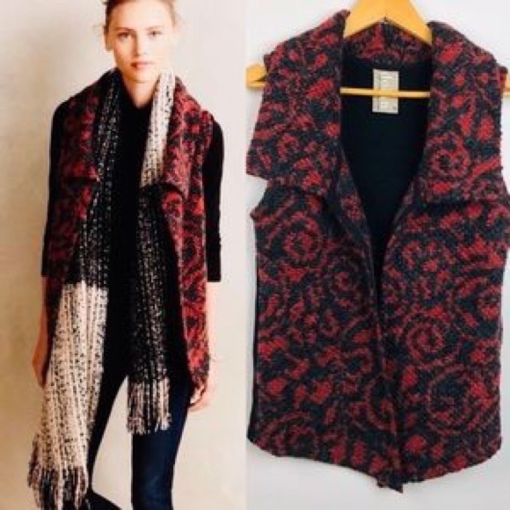 Anthropologie Dolan Lightcatcher Red Damask Vest S